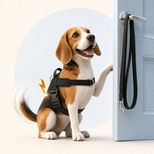FourPaw dog ready for a walk illustration