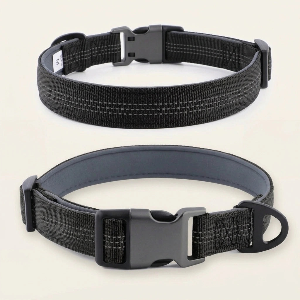 Black and red SafeWalk padded collars